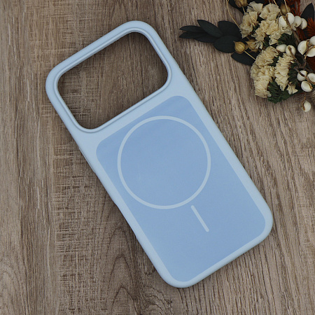 Чехол-накладка для iPhone 17 Pro Max, Silicon Case, магнитный (MagSafe), с дизайном, без лого, X-CASE, светло-голубой