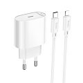 Сетевое зарядное устройство, 1 PD 20W (C109A), HOCO, Type-C to Lightning, белый