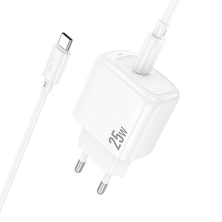 Сетевое зарядное устройство, 1 PD 25W (CS53A), HOCO, Type-C to Type-C, белый