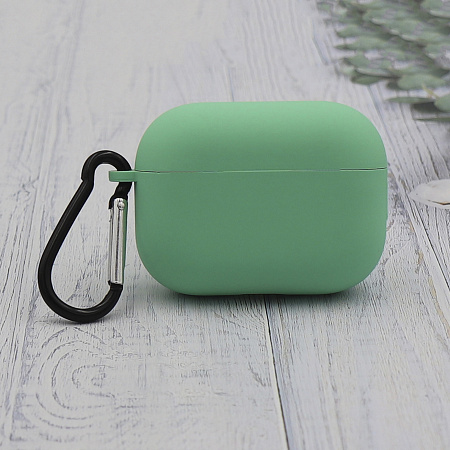 Чехол силиконовый для Airpods Pro/Pro 2, X-CASE, мятный с карабином