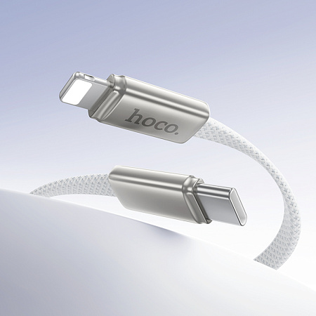 Кабель Lightning to Type-C (PD), HOCO, X125, 1м, плоский, 30W, белый