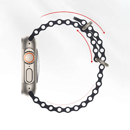 Ремешок на руку для Apple Watch 44/45/46/49 мм, HOCO, WA12, силиконовый ребристый, черный