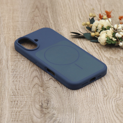 Чехол-накладка для iPhone 17, Silicon Case, магнитный (MagSafe), с дизайном, без лого, X-CASE, синий