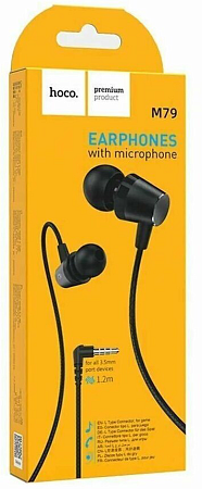 Проводные наушники M79 Cresta universal earphones with microphone, HOCO, черные