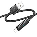 USB дата кабель Lightning, HOCO, U127, 1.2м, с указанием заряда аккумулятора, черный