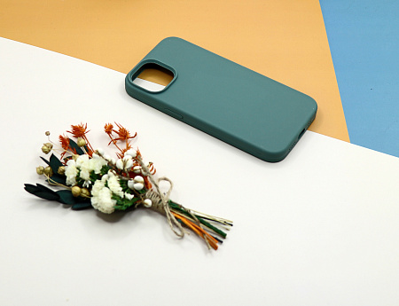 Чехол-накладка для iPhone 14, Silicon Case, без лого, зеленый лес