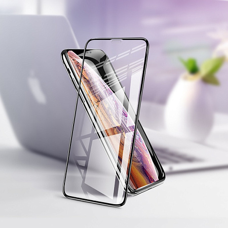 Защитное стекло на iPhone XS Max/11 Pro Max (G2), 3D закруглённое, черное