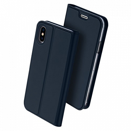 Чехол-книжка для iPhone X/XS, DU DU, боковой, синий
