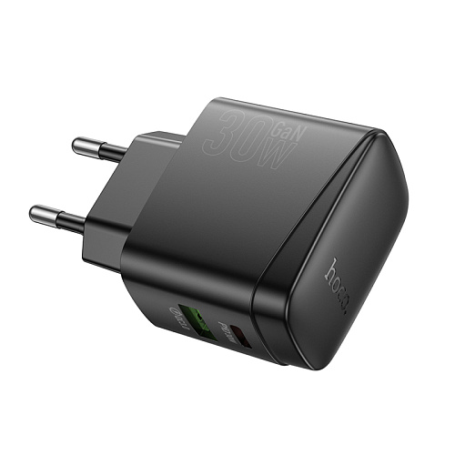 Сетевое зарядное устройство, 1 PD 30W + 1 USB 3.0 QC (CS61A), HOCO, черный