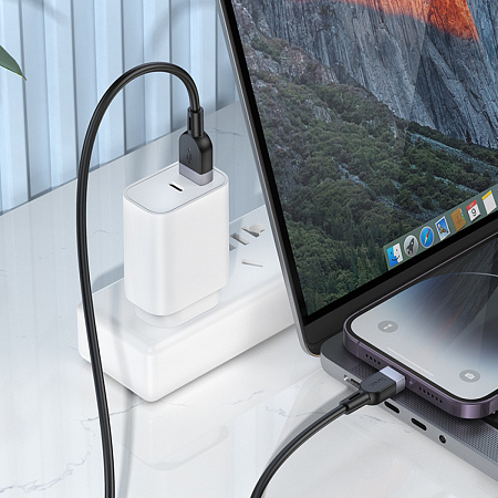 USB дата кабель Lightning, HOCO, X109, 1м, силиконовый, черный