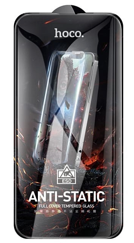 Защитное стекло для iPhone 14 Pro, G10, HOCO, Full screen HD anti-static tempered glass, черное