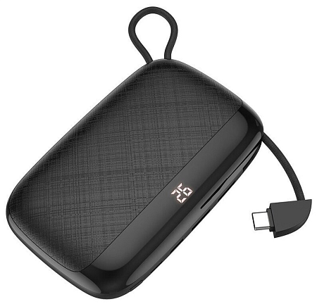 Универсальный Доп. Аккумулятор 10000mAh, S29 встоенный кабель Micro, HOCO, черный