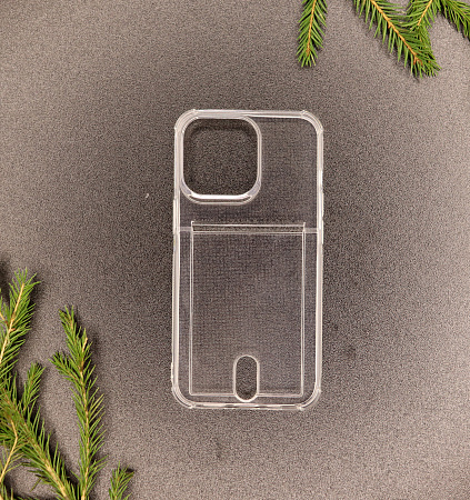 Чехол силиконовый для iPhone 12 (6.1)/12 PRO (6.1), с карманом для карты, X-CASE, прозрачный