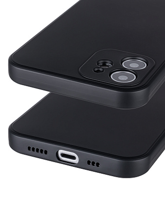 Чехол силиконовый для iPhone 12 (6.1), с микрофиброй внутри, с защитой камеры, X-CASE, черный