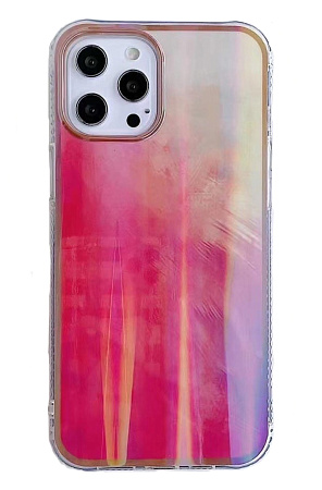 Чехол силиконовый для iPhone 12 (6.1)/12 PRO (6.1), переливающийся, X-CASE, розово-желтый
