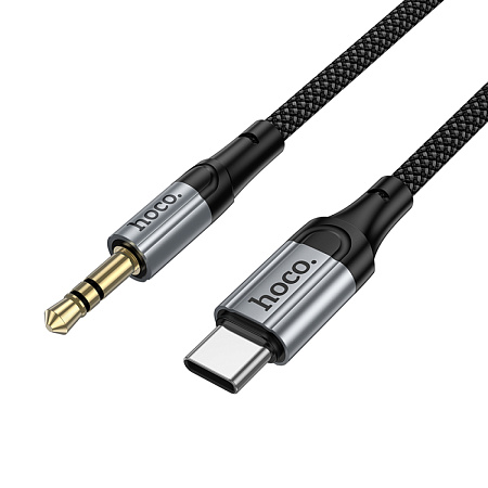 AUX Audio кабель 3,5 мм на Type-C, UPA33B, HOCO, витой, длина 1,5 метр, черный