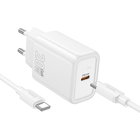 Сетевое зарядное устройство, 1 PD 20W (N60), HOCO, Type-C to Type-C, белый