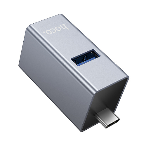 USB Хаб (HB54A) c 1 Type-C на 1 USB 3.0 + 2 USB 2.0, HOCO, без провода, серый
