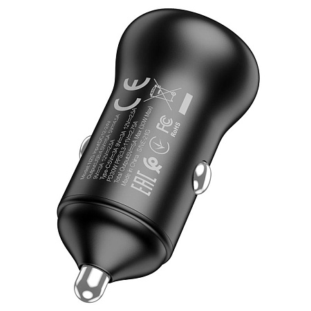Автомобильное зарядное устройство, 1 USB QC3.0+1 PD 30W (NZ5), HOCO, черный