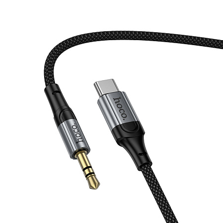 AUX Audio кабель 3,5 мм на Type-C, UPA33B, HOCO, витой, длина 1,5 метр, черный