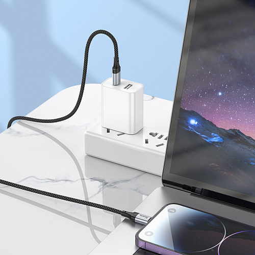 Кабель Lightning to Type-C (PD), HOCO, X102, 1M, черный