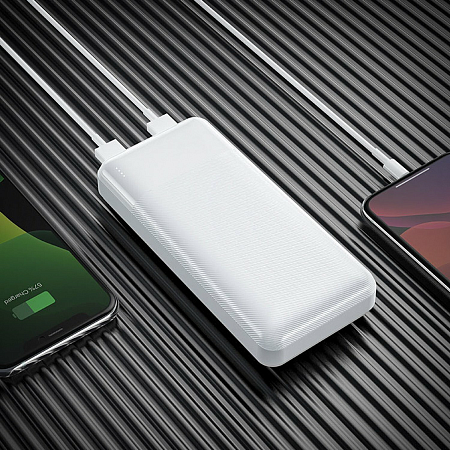 Универсальный Доп. Аккумулятор 20000mAh, J72A, HOCO, 2 USB (5V/2.0A), белый
