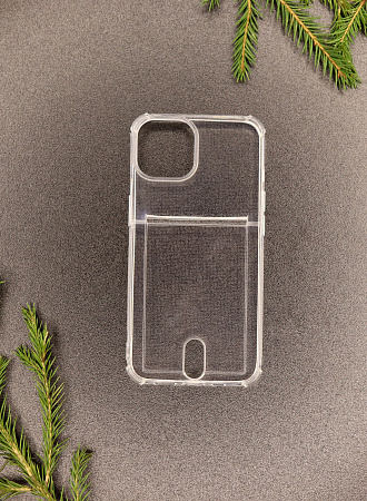Чехол силиконовый для iPhone 11 (6.1), с карманом для карты, X-CASE, прозрачный
