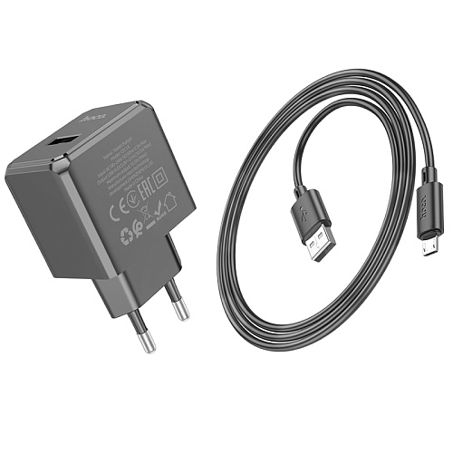 Сетевое зарядное устройство, 1 USB 2.1A (CS11A), HOCO, Micro, черный