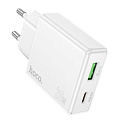 Сетевое зарядное устройство, 1 PD 20W + 1 USB 3.0 QC (C142A), HOCO, белый