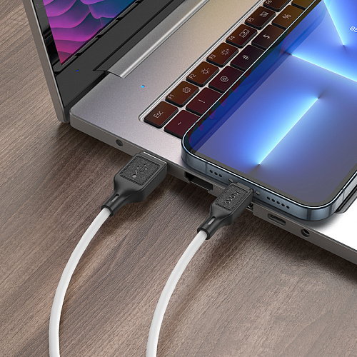 USB дата кабель Lightning, HOCO, X90, 1M, силиконовый, белый