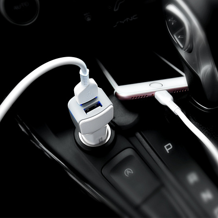 Автомобильное зарядное устройство, 2 USB 2.4A (Z23), usb cable micro, HOCO, белый
