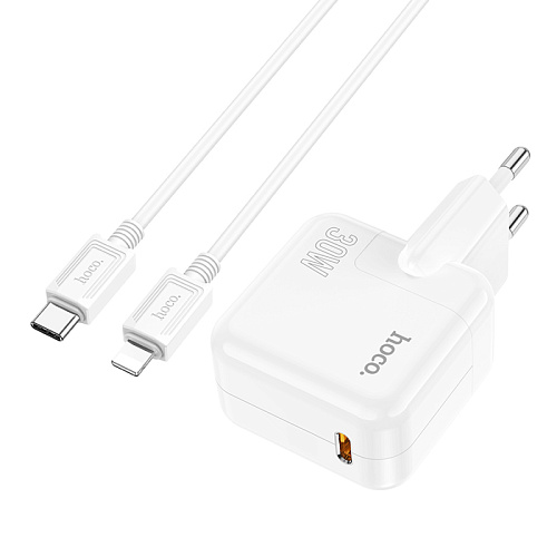 Сетевое зарядное устройство, 1 PD 35W (C112A), HOCO, Type-C to Lightning, белый
