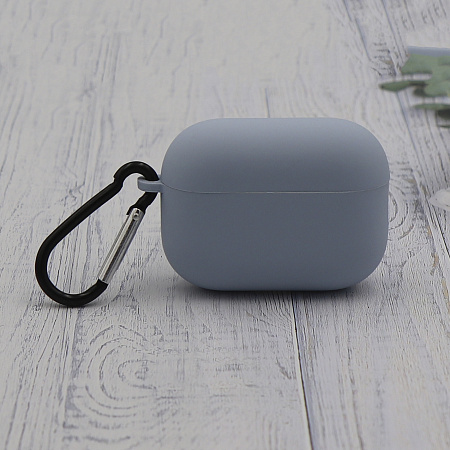 Чехол силиконовый для Airpods Pro/Pro 2, X-CASE, светло-голубой с карабином