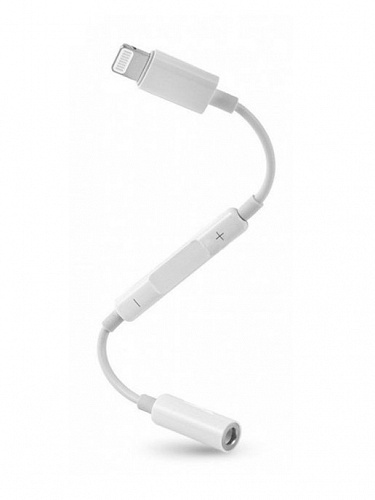 Переходник Lightning to наушники Jack, MH020, с bluetooth, музыка+разговор+кнопки регулировки громкости, белый