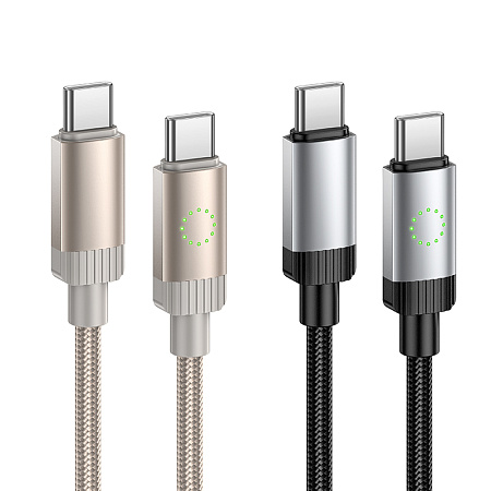 Кабель Type-C на Type-C, HOCO, X117, 1 метр, 60W, цвет черный