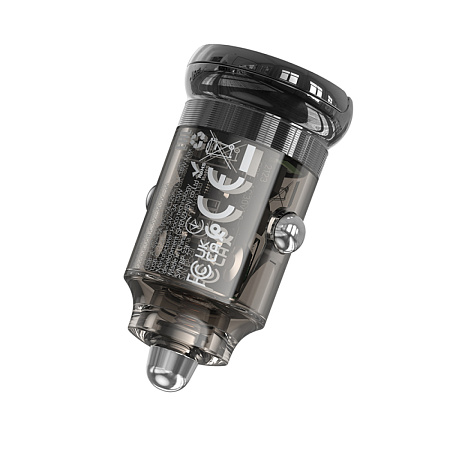Автомобильное зарядное устройство, 1 USB 18W+1 PD 30W (Z53A), HOCO, черный с прозрачным