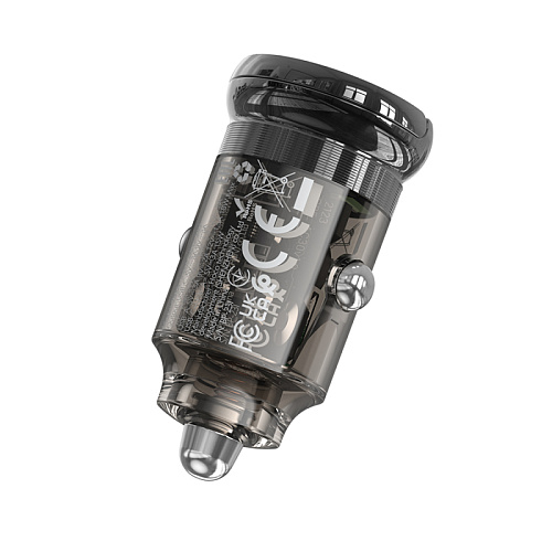 Автомобильное зарядное устройство, 1 USB 18W+1 PD 30W (Z53A), HOCO, черный с прозрачным