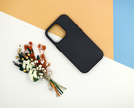 Чехол-накладка для iPhone 14 Pro, экокожа, магнитный (MagSafe), черный