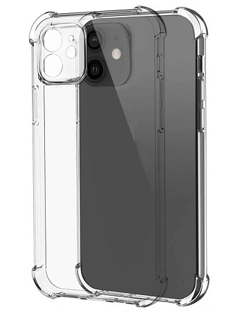 Чехол силиконовый для iPhone 12 (6.1), усиленные края, с защитой камеры, X-CASE, прозрачный