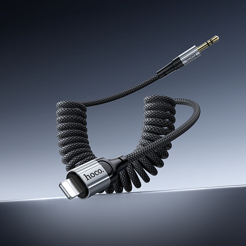 AUX Audio кабель 3,5 мм на Lightning, UPA33A, HOCO, витой, длина 1,5 метр, черный