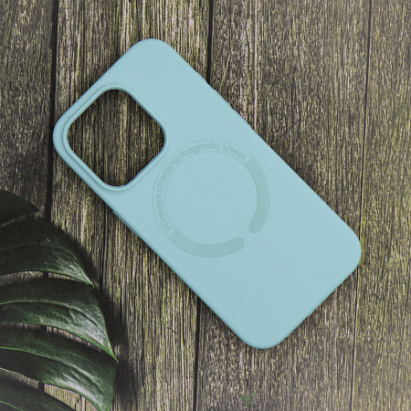 Чехол-накладка для iPhone 15 Pro, Silicon Case, магнитный (MagSafe), без лого, X-CASE, бирюзовый