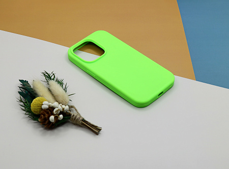 Чехол-накладка для iPhone 14 Pro, Silicon Case, без лого, ярко-зеленый