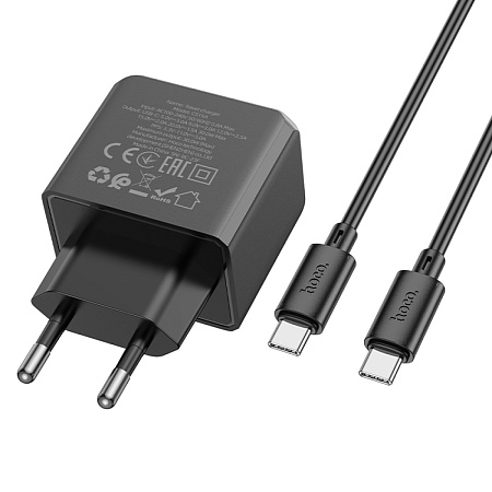 Сетевое зарядное устройство, 1 PD 30W (CS15A), HOCO, Type-C to Type-C, черный