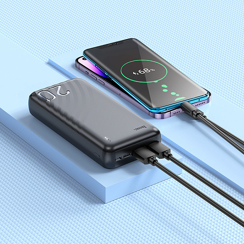 Универсальный Доп. Аккумулятор 20000mAh, J123A, HOCO, выход: 2 USB: 5V/2, черный