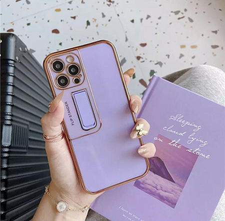 Чехол силиконовый для iPhone 13 Pro Max (6.7), глянцевый с подставкой, X-CASE, сиреневый