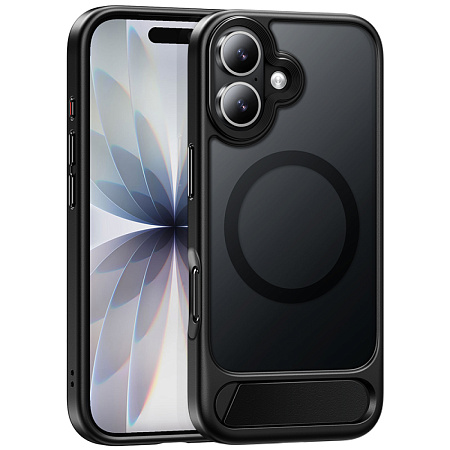 Чехол для iPhone 17, TPU+PC 1.7 мм, Магнитный (MagSafe), с подставкой, AS12, HOCO, прозрачный