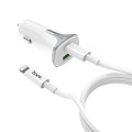 Автомобильное зарядное устройство, 1 USB QC3.0+1 PD (Z31A), HOCO, кабель Type-С to Lightning, белый