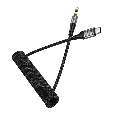 AUX Audio кабель 3,5 мм на Type-C, UPA33B, HOCO, витой, длина 1,5 метр, черный