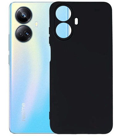 Чехол силиконовый для Realme 10 Pro+ (5G), с защитой камеры, X-CASE, черный