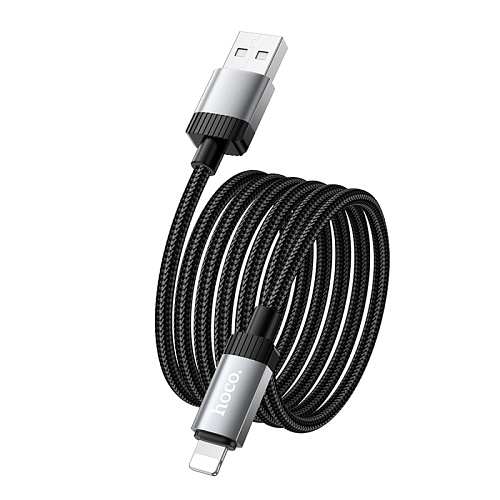 USB дата кабель Lightning, HOCO, X117, 1 метр, цвет черный, ток до 2.4А